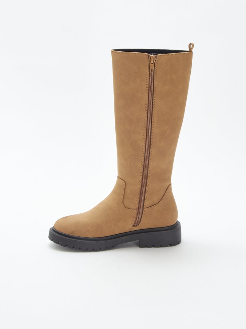 Botas altas de antelina Marron - Kiabi
