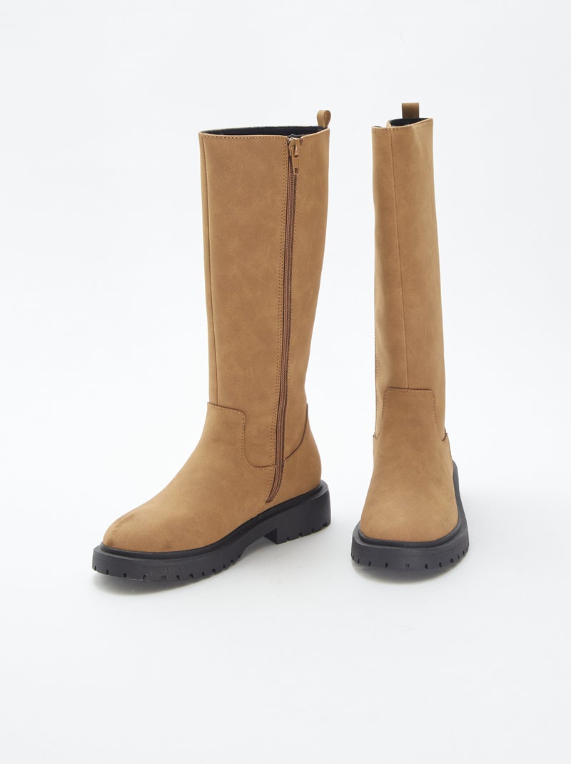 Botas altas de antelina Marron - Kiabi