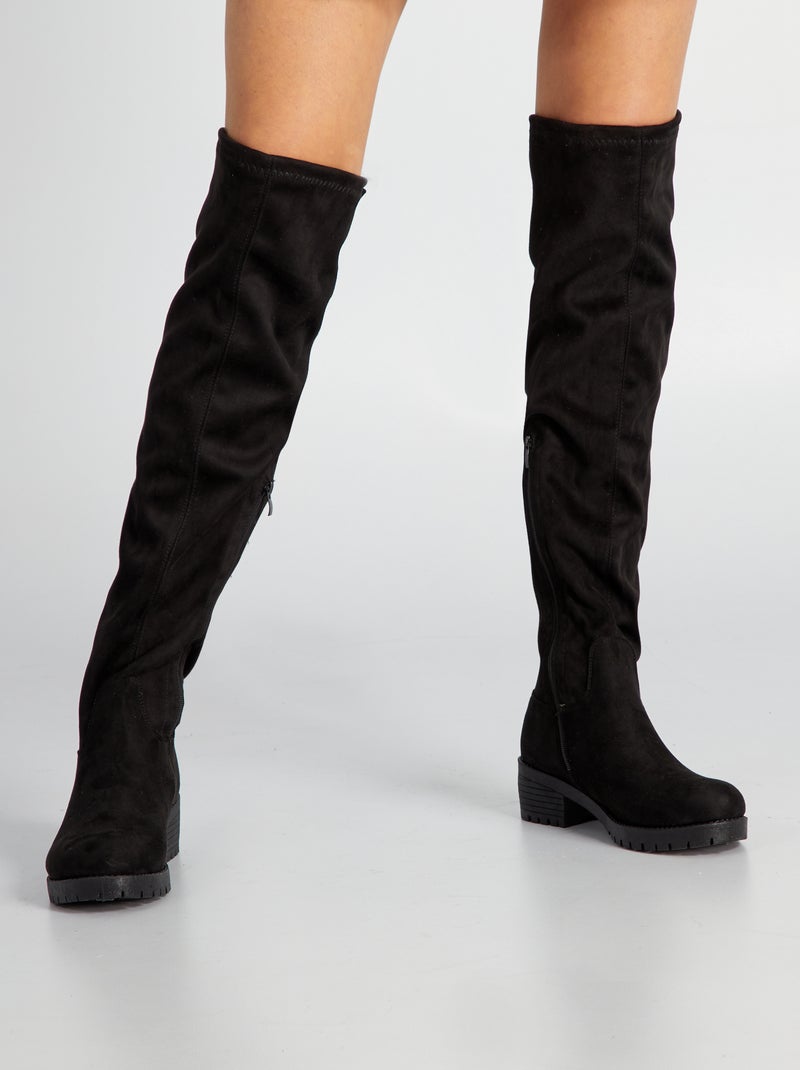 Botas altas de antelina NEGRO - Kiabi