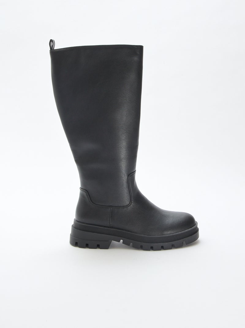 Botas altas de material sintético con suela dentada Negro - Kiabi