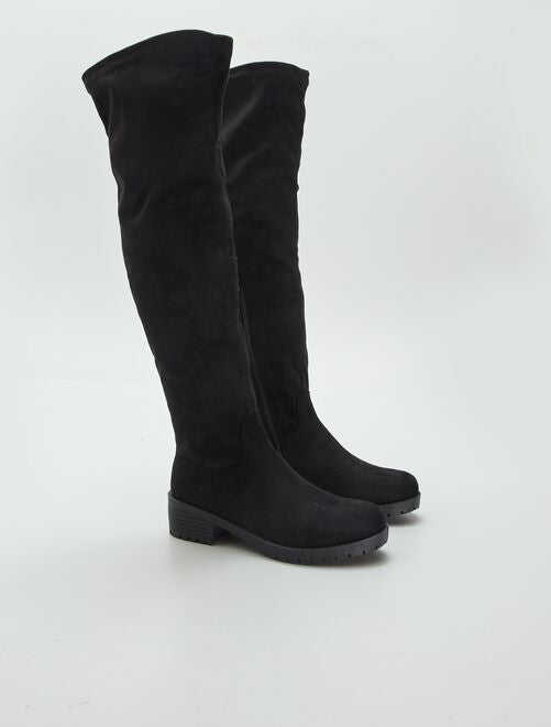 Botas altas de tacón de antelina - Kiabi