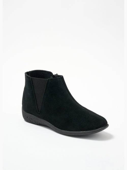 Botas anchas de piel confort con cremallera elástica - Afibel - Kiabi Botas anchas de piel confort con cremallera elástica - Afibel - Kiabi