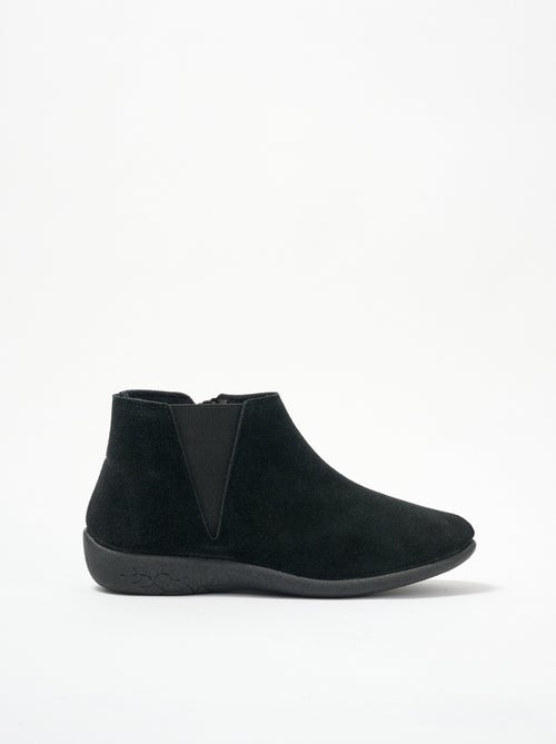 Botas anchas de piel confort con cremallera elástica - Afibel - Kiabi Botas anchas de piel confort con cremallera elástica - Afibel - Kiabi