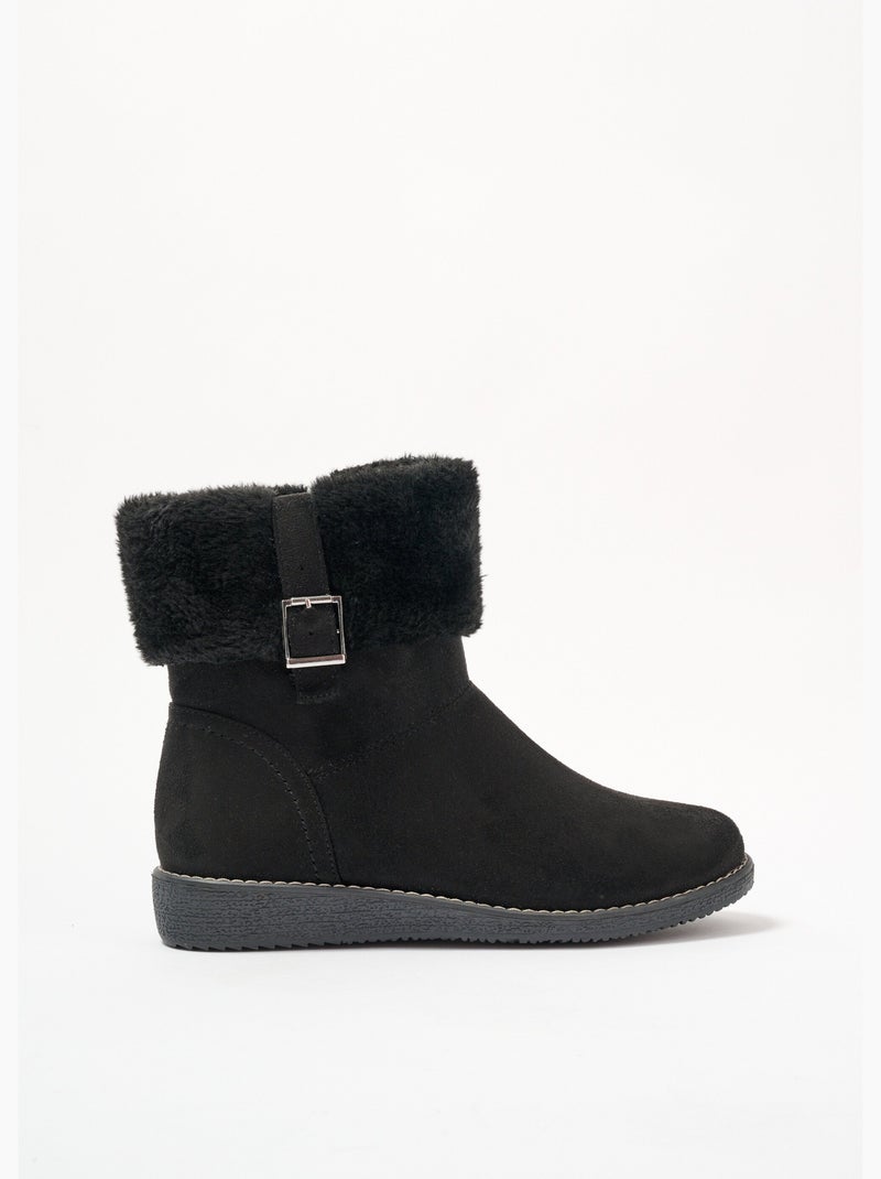 Botas ancho confort con puño de piel sintética vegana - Afibel Negro - Kiabi