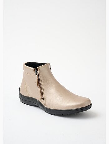 Botas bajas de ancho cómodo con cremalleras de piel de fantasía - Afibel