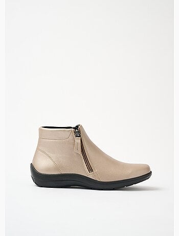 Botas bajas de ancho cómodo con cremalleras de piel de fantasía - Afibel