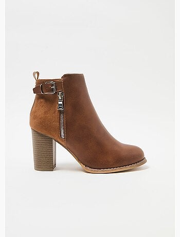 Botas bimateria de tacón alto con hebilla y cremallera - AFIBEL