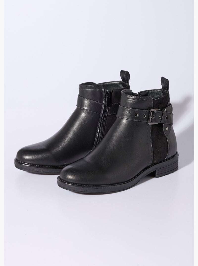 Botas bimateriales con tira en el tobillo - afibel Negro - Kiabi