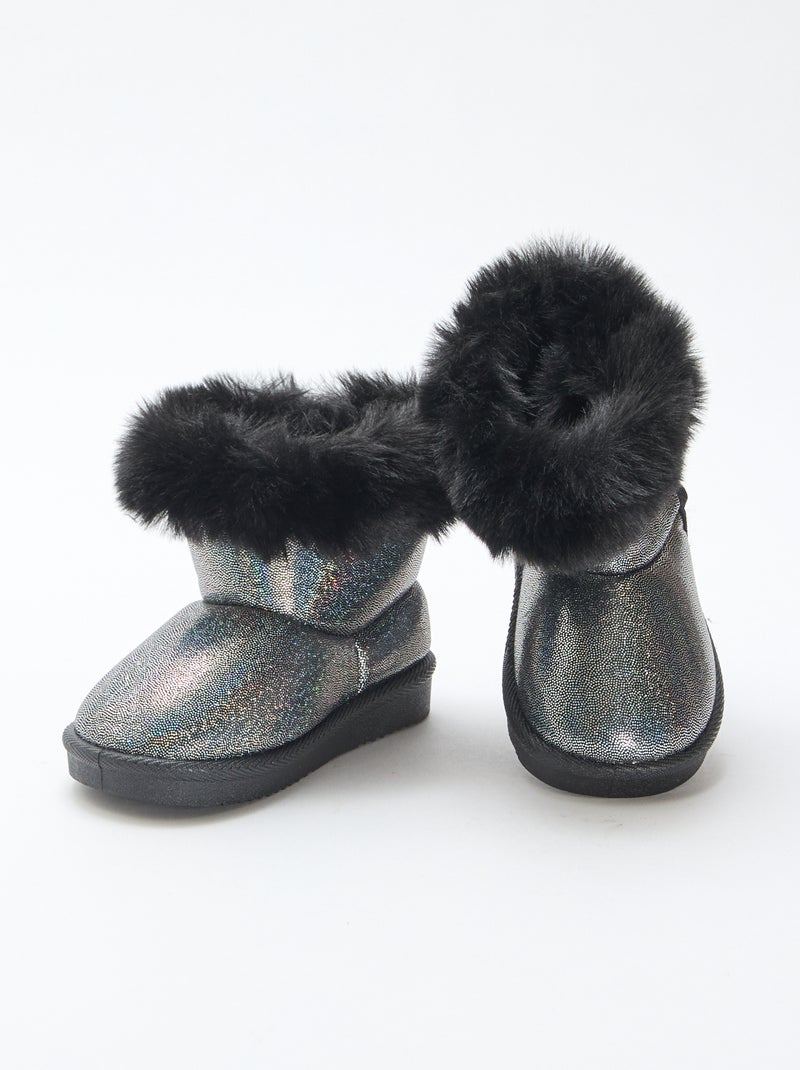 Botas brillantes con forro Negro - Kiabi