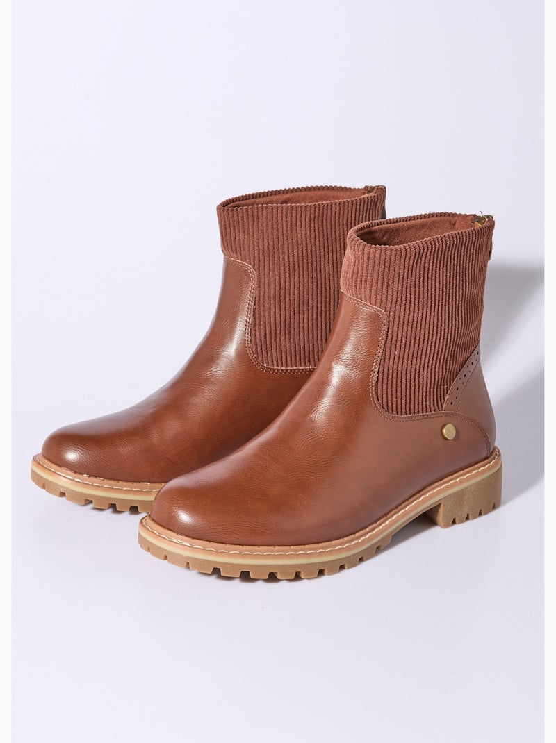 Botas camargue con inserción de terciopelo - afibel Camel - Kiabi
