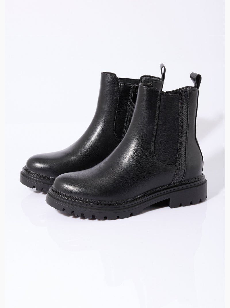Botas Chelsea con muescas y detalles de material - AFIBEL Negro - Kiabi