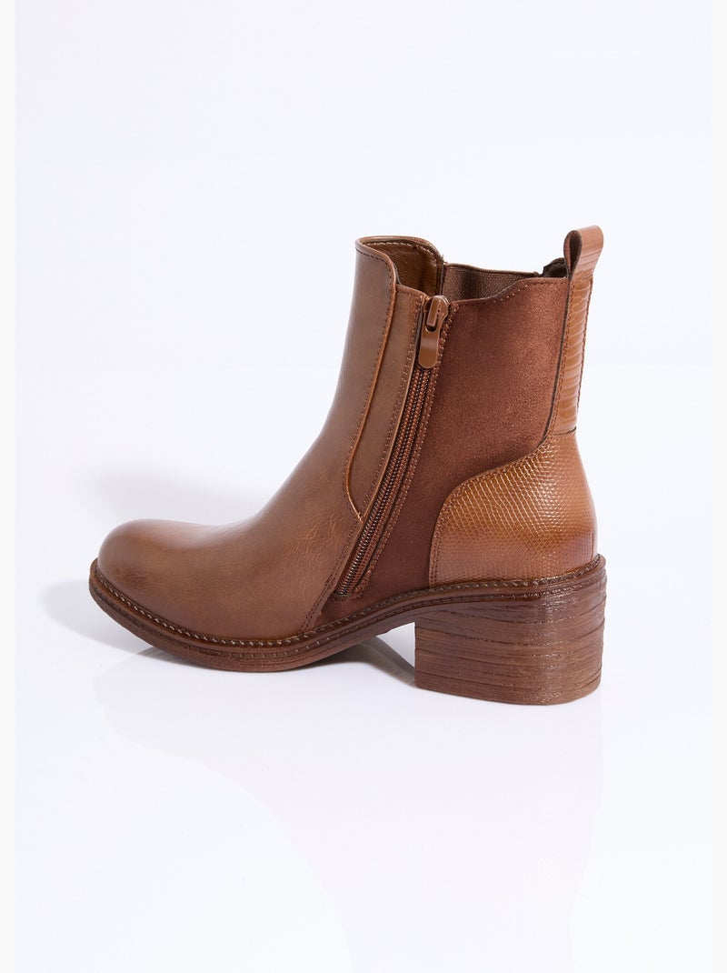 Botas Chelsea de tacón y punta redonda - AFIBEL Marrón - Kiabi
