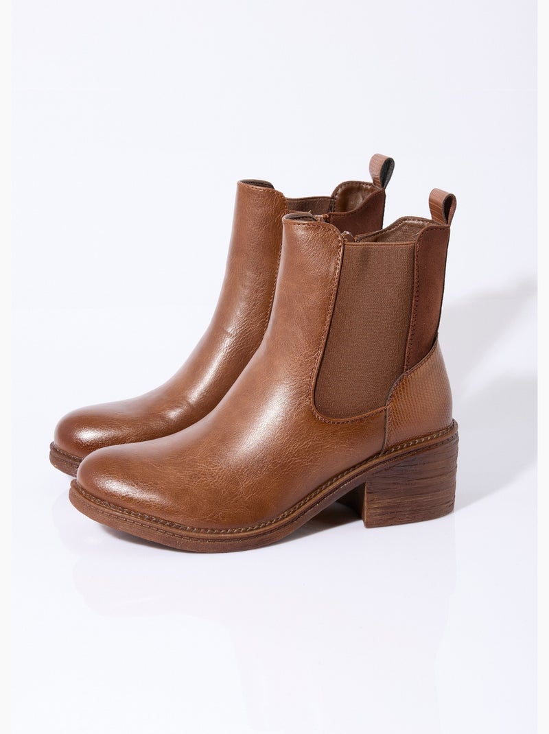 Botas Chelsea de tacón y punta redonda - AFIBEL Marrón - Kiabi
