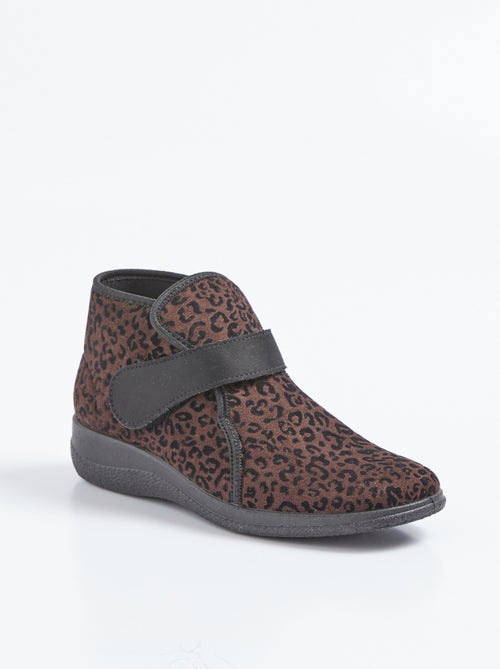 Botas cómodas con velcro de ancho ancho en estampado de leopardo o liso - Afibel - Kiabi