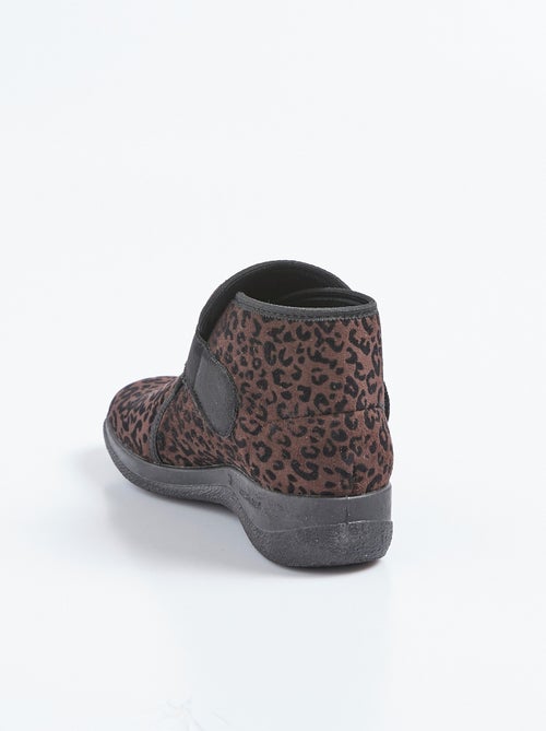 Botas cómodas con velcro de ancho ancho en estampado de leopardo o liso - Afibel - Kiabi
