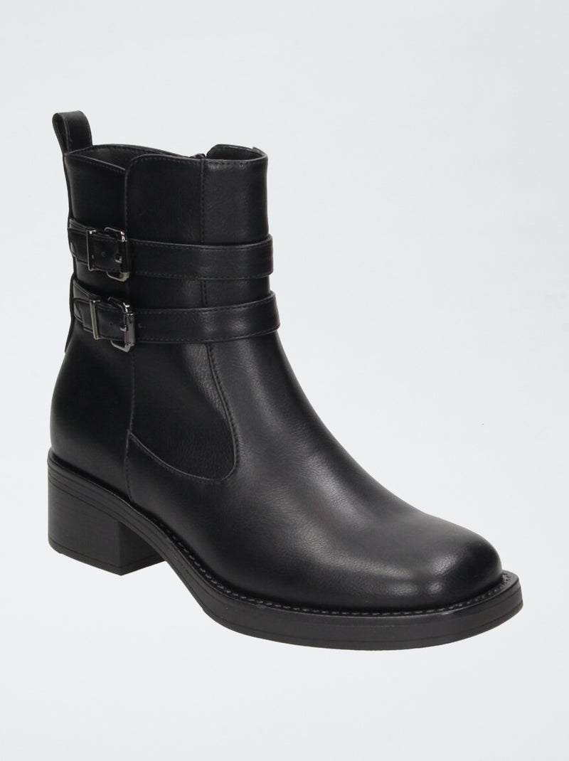 Botas con correas y abertura con cremallera Negro - Kiabi