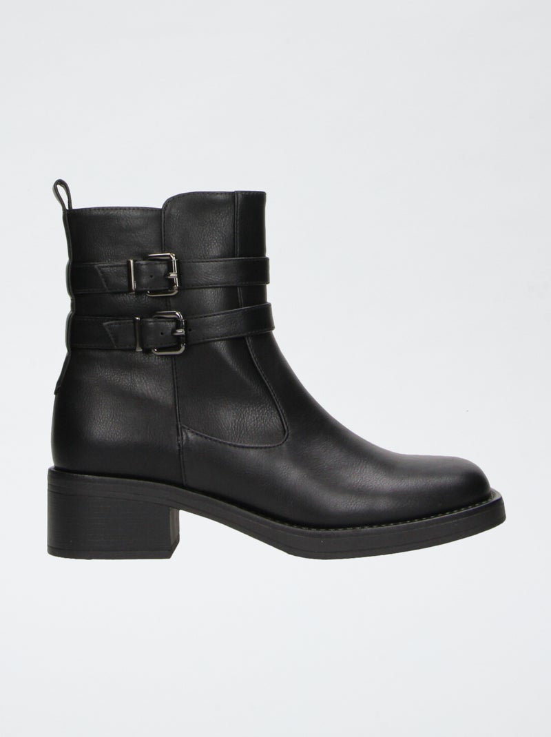 Botas con correas y abertura con cremallera Negro - Kiabi