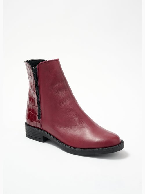 Botas con cremallera de piel efecto cocodrilo de ancho cómodo - Afibel - Kiabi