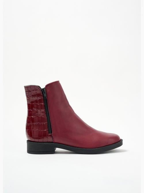 Botas con cremallera de piel efecto cocodrilo de ancho cómodo - Afibel - Kiabi