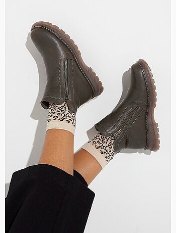 Botas con cremallera y costuras en contraste - AFIBEL