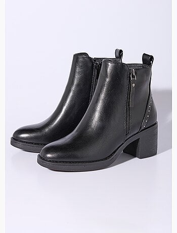 Botas con cremallera y tacones con tachuelas - afibel
