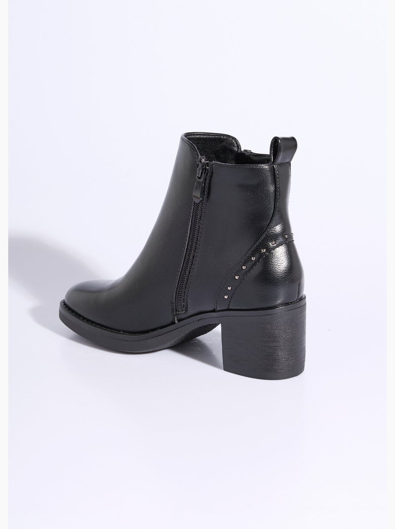 Botas con cremallera y tacones con tachuelas - afibel Negro - Kiabi