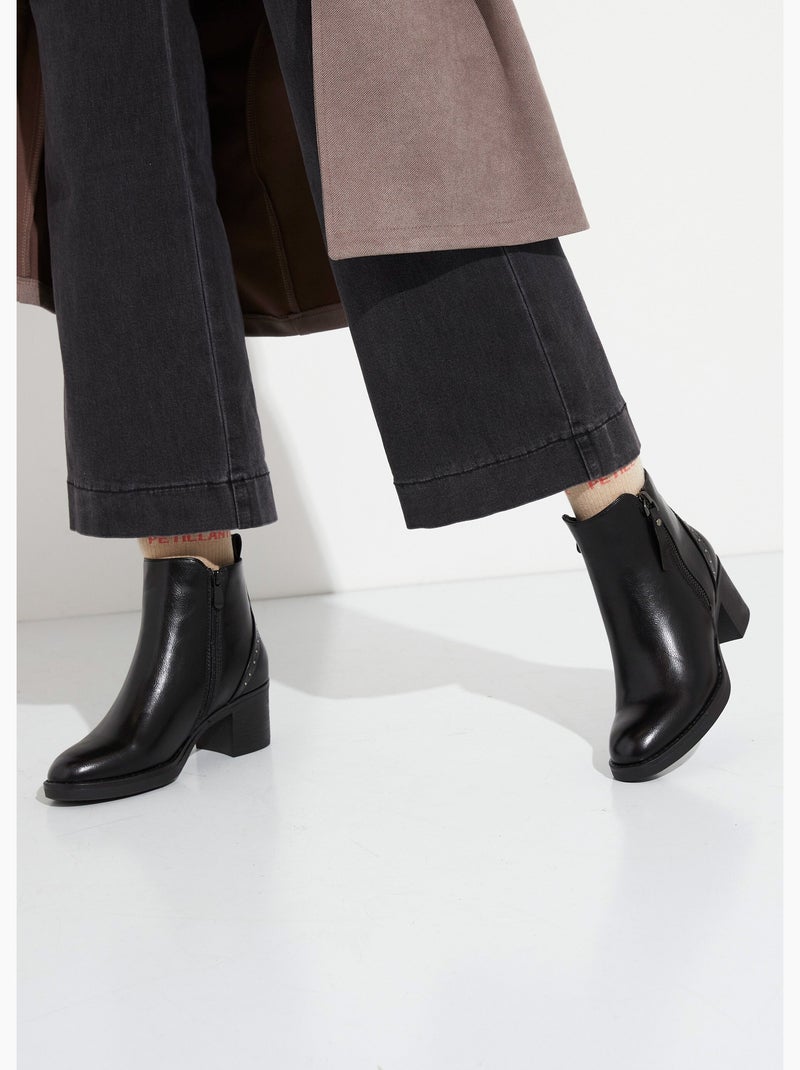 Botas con cremallera y tacones con tachuelas - afibel Negro - Kiabi