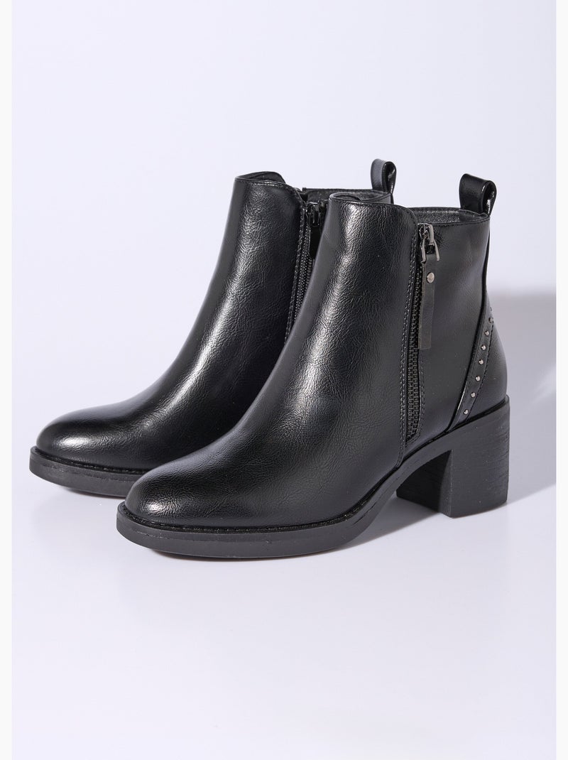Botas con cremallera y tacones con tachuelas - afibel Negro - Kiabi