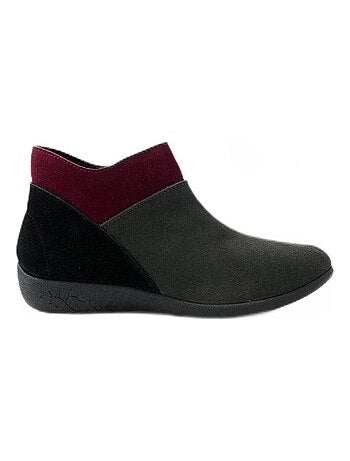 Botas confort con cremallera ancha en piel serraje - afibel