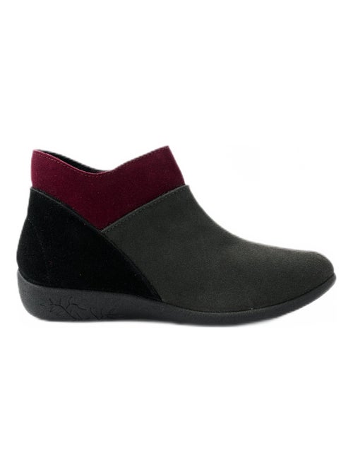 Botas confort con cremallera ancha en piel serraje - Afibel - Kiabi