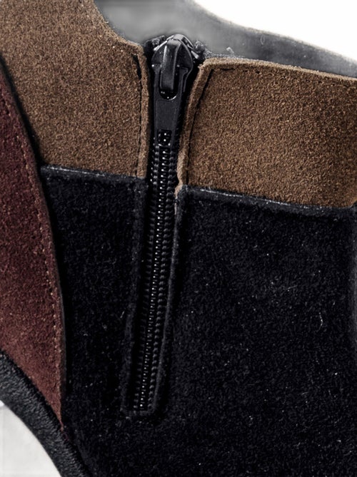 Botas confort con cremallera ancha en piel serraje - Afibel - Kiabi