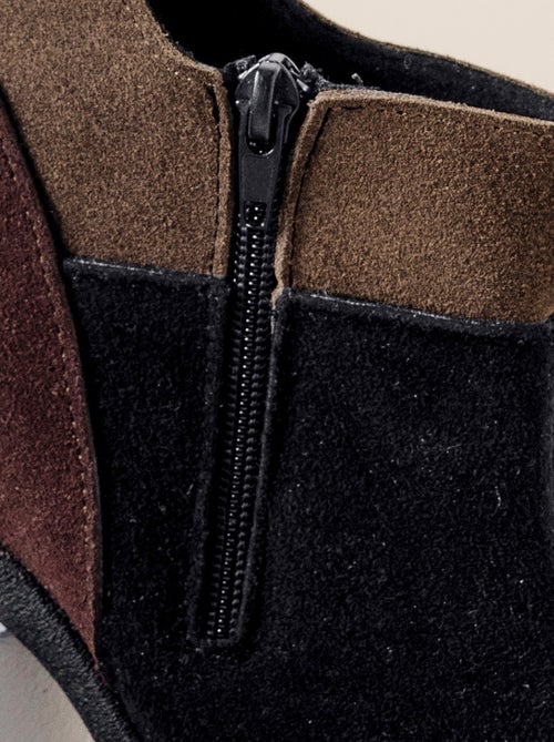 Botas confort con cremallera ancha en piel serraje - Afibel - Kiabi