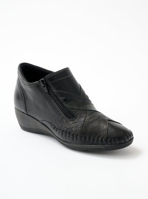 Botas confort de piel con cremallera ancha - Afibel - Kiabi