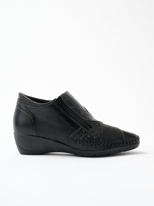 Botas confort de piel con cremallera ancha - Afibel - Kiabi