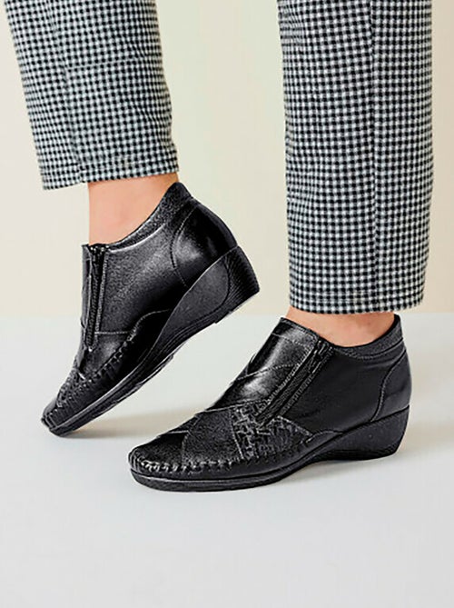 Botas confort de piel con cremallera ancha - Afibel - Kiabi