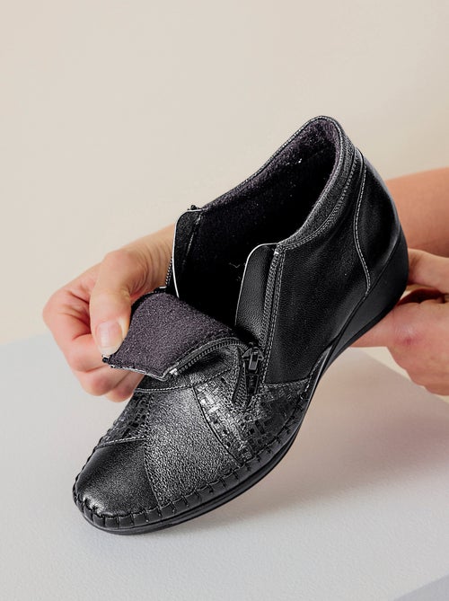 Botas confort de piel con cremallera ancha - Afibel - Kiabi