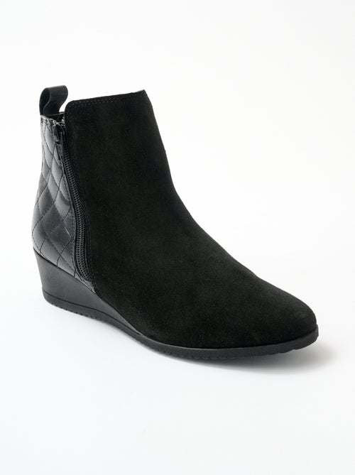 Botas confort de piel con cremallera ancha - Afibel - Kiabi