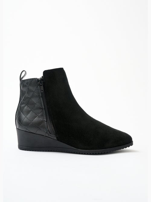 Botas confort de piel con cremallera ancha - Afibel - Kiabi
