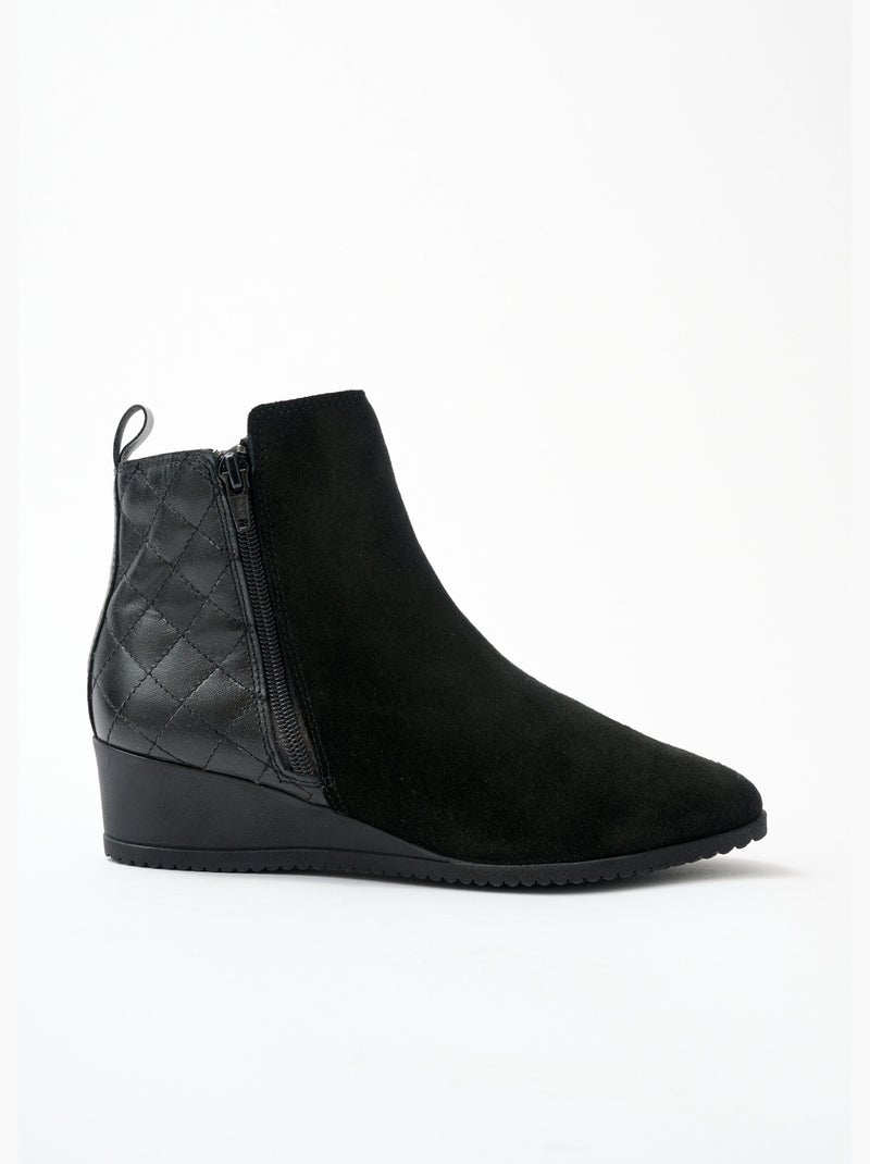 Botas confort de piel con cremallera ancha - Afibel Negro - Kiabi