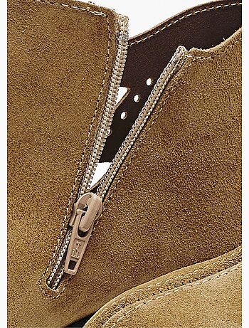 Botas confort de piel serraje con cremallera ancha - Afibel