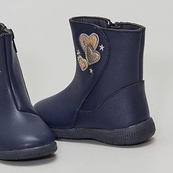 Botas 'corazones' bebé niña - azul navy - Kiabi - 12,00€