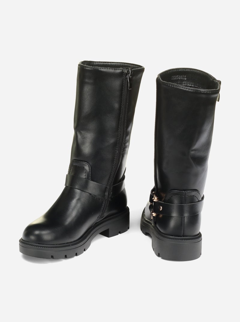 Botas correa cruzada Negro - Kiabi