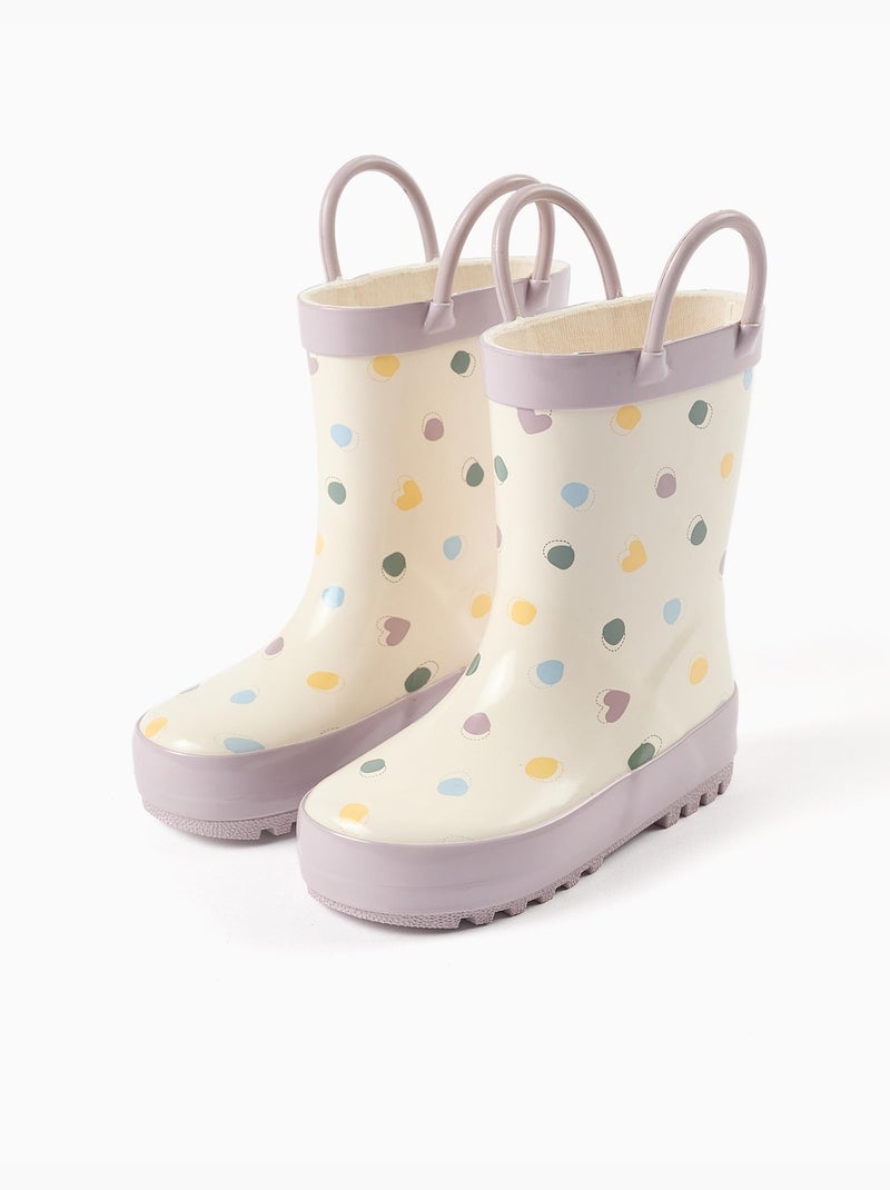 Botas de agua con asas y estampado de lunares Malva lila - Kiabi