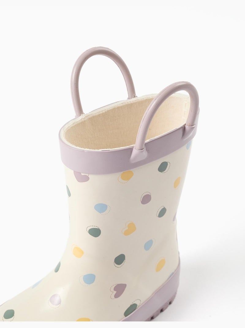 Botas de agua con asas y estampado de lunares Malva lila - Kiabi