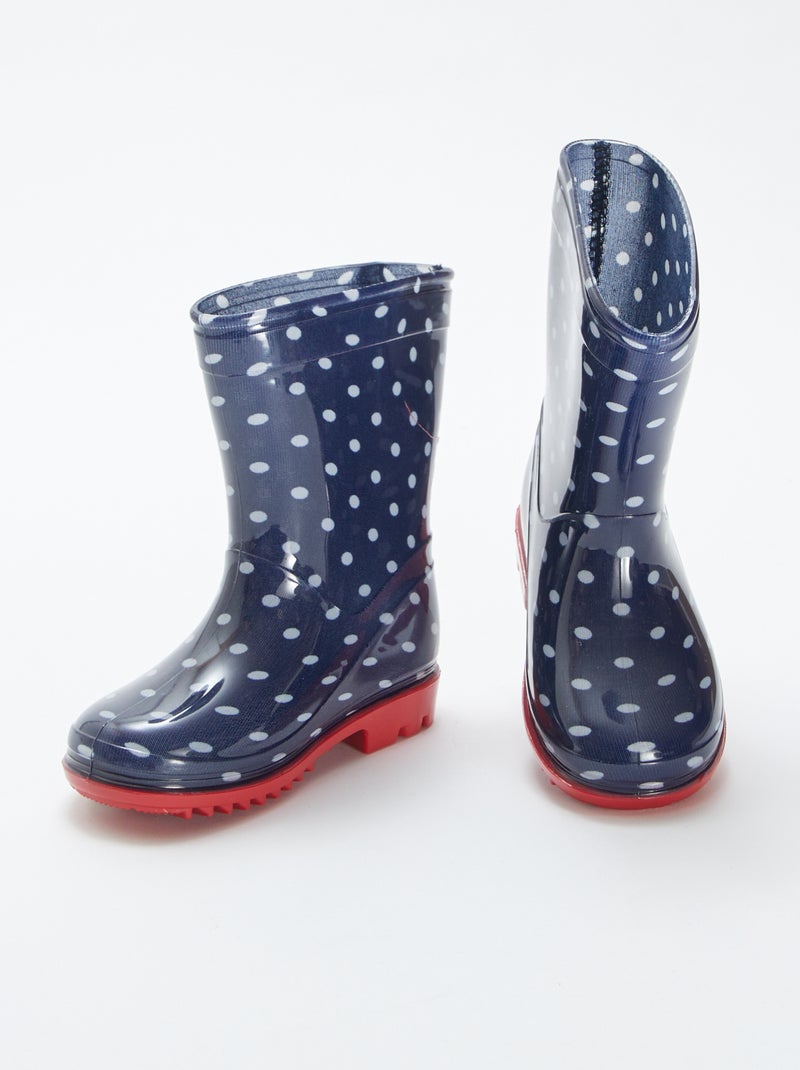 Botas de agua con motivo de lunares AZUL - Kiabi