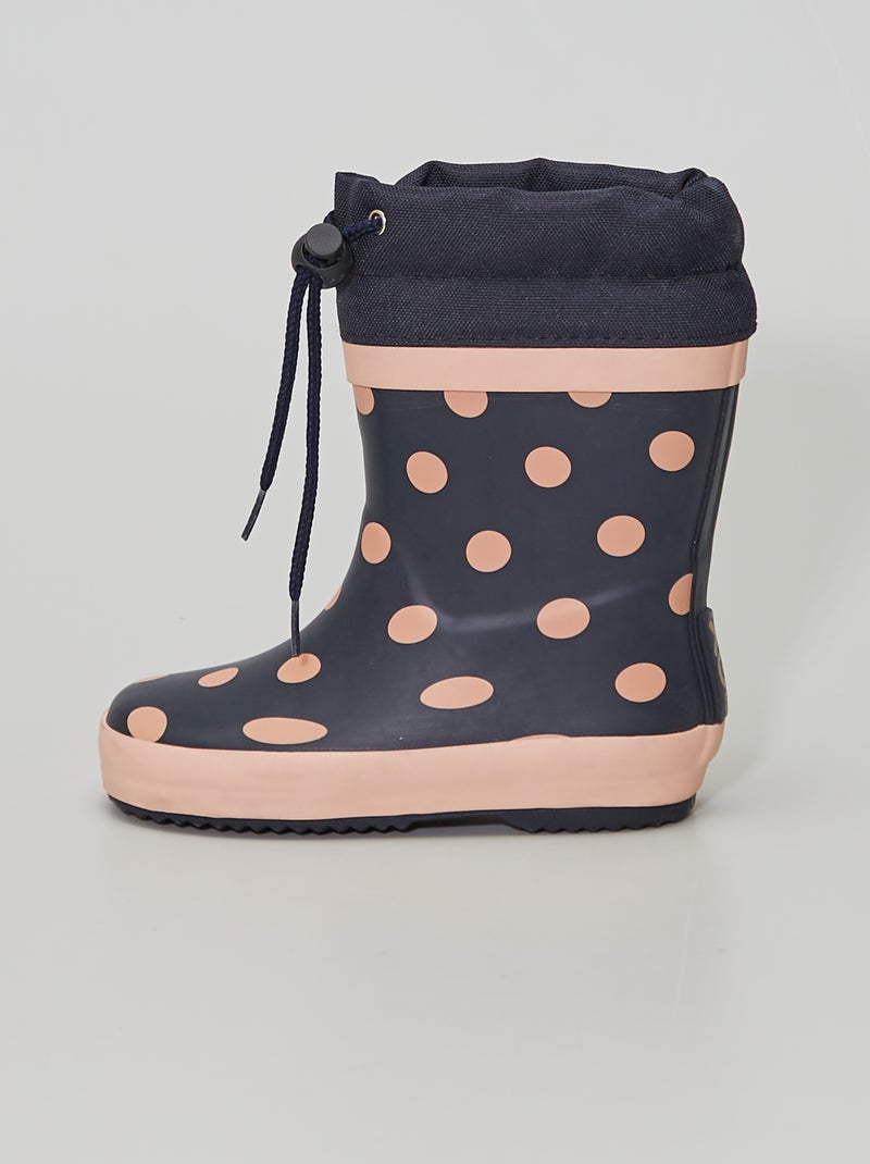 Botas de agua con motivo de lunares azul navy - Kiabi