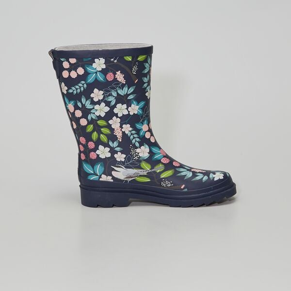 Botas de agua de 'flores' Mujer talla 34 a 48 - AZUL - Kiabi - 24,00€