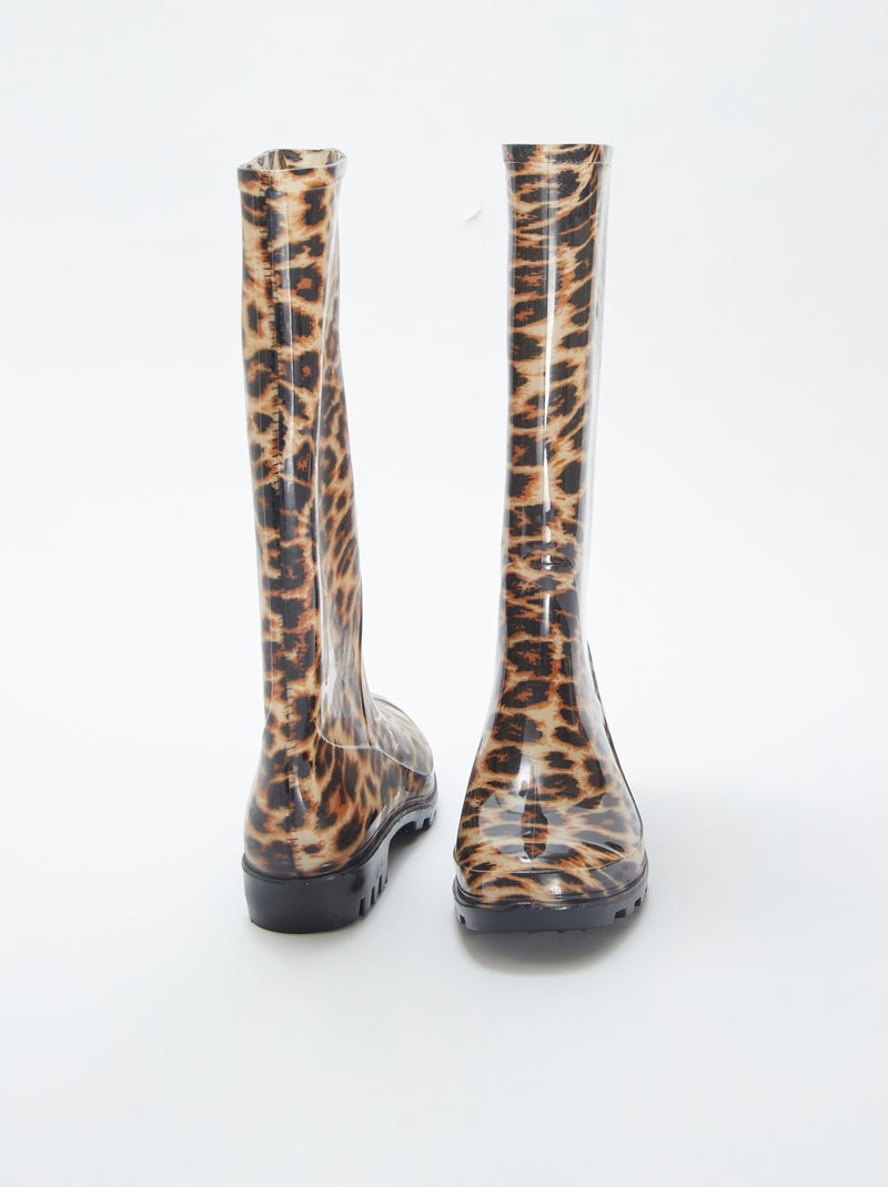 Botas de agua de goma con motivo de leopardo BEIGE - Kiabi