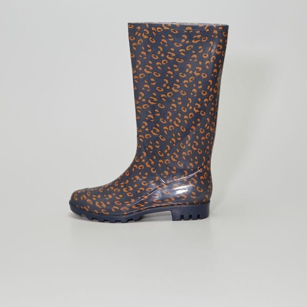 Botas de agua de 'leopardo' Mujer talla 34 a 48 - negro - Kiabi - 17,00€