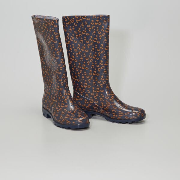 Botas de agua de 'leopardo' Mujer talla 34 a 48 - negro - Kiabi - 17,00€